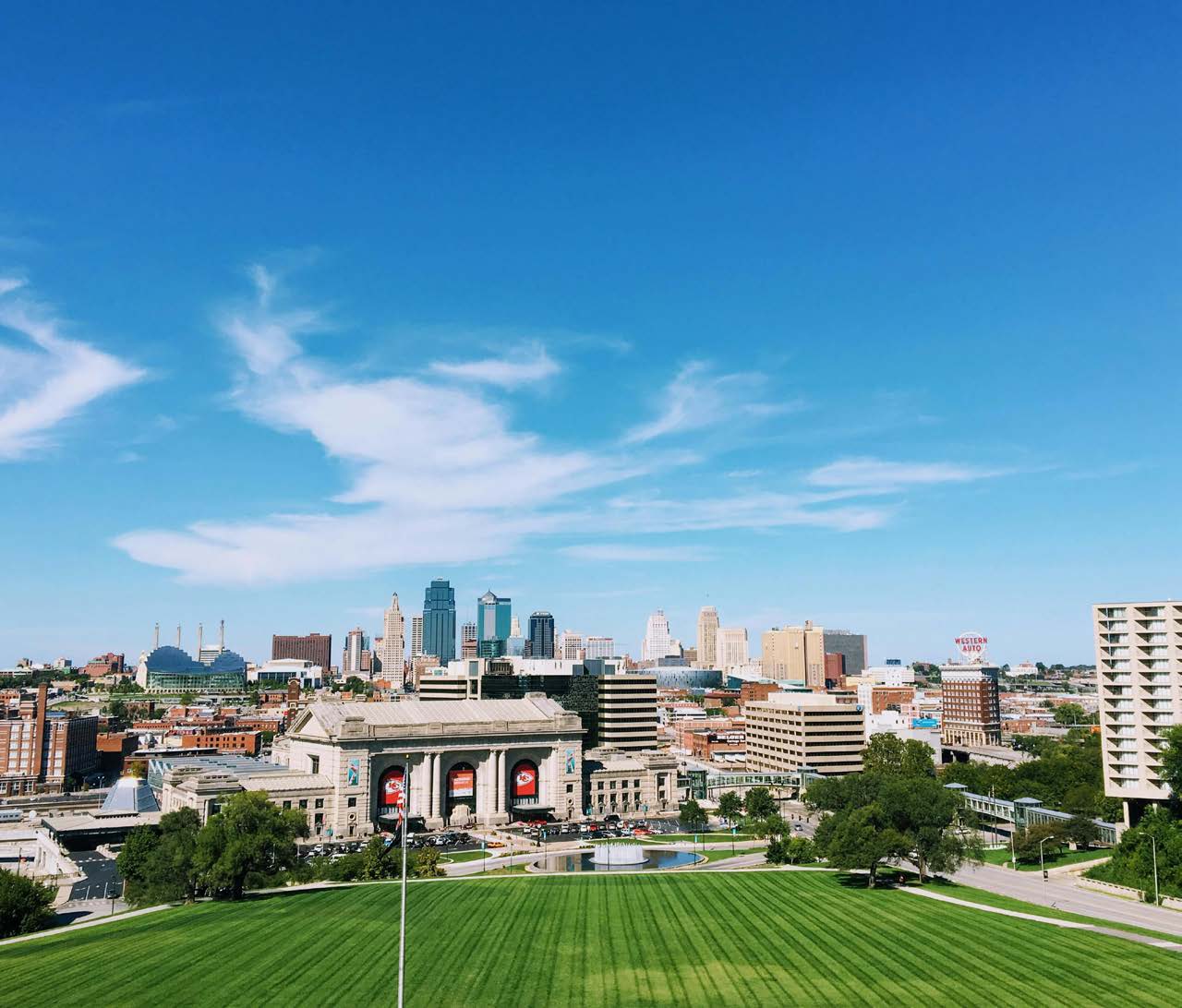 Kansas City skyline with Union Station and downtown high-rises